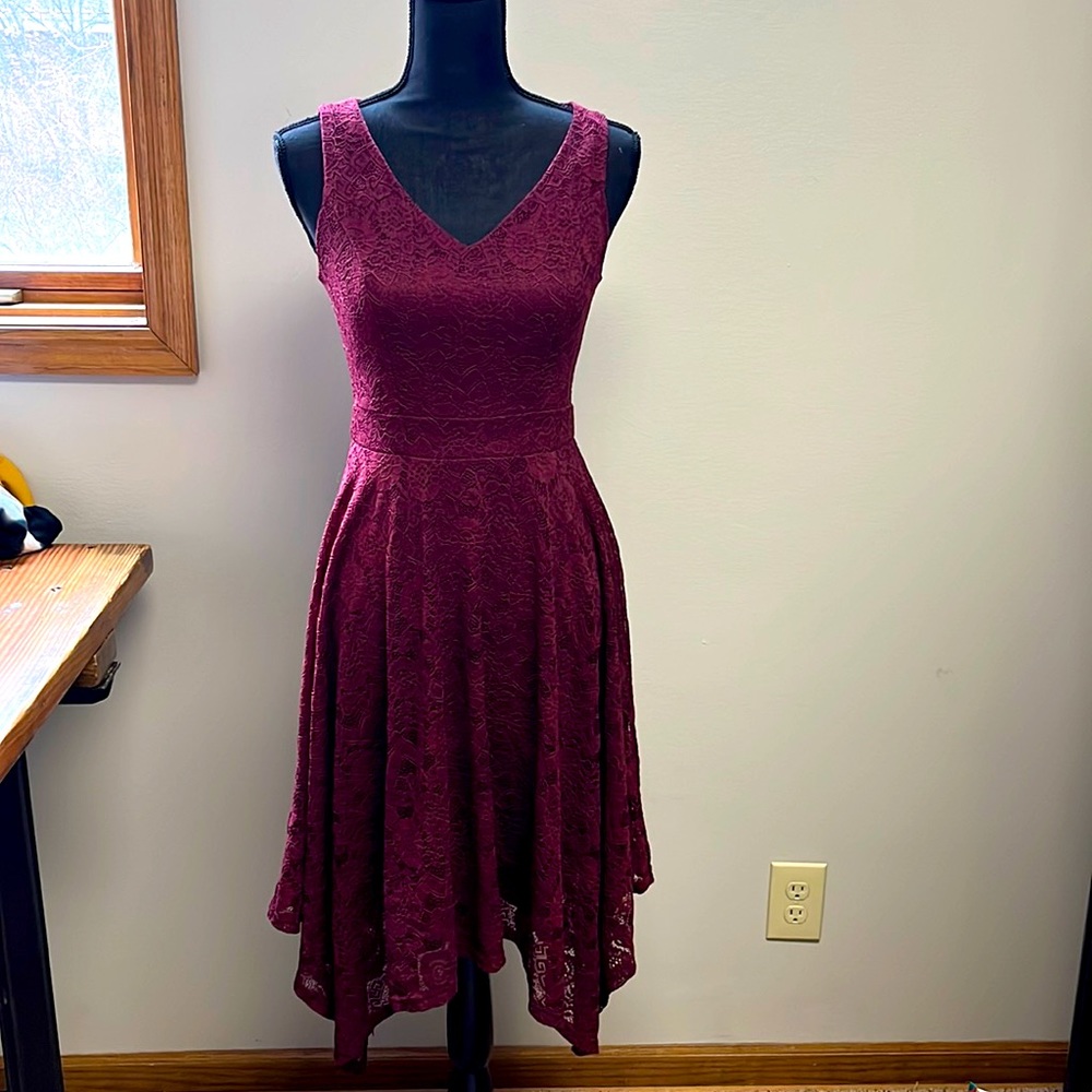 Dark Maroon Lace Dress